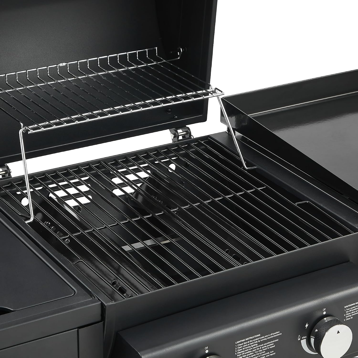 All-in-One Propane Gas Grill with Griddle, 5 Burner 56000 BTU BBQ Grill & Griddle Combo, 751 Sq.Inch Cooking Space, Side Burner & Storage Shelves for Backyard, Patio, Outdoor Cooking