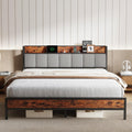 Novilla King Size Bed Frame with Charging Station USB/Type-C & Storage Headboard, Modern Metal Platform Bed Frame, Easy Assembly, Heavy Duty Slats Support, Noise Free, No Box Spring Needed