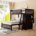Ball & Cast Wooden Twin Over Full Bunk Bed with 6 Drawers & Flexible Shelves,Bottom Bedframe W/Wheel,Easy Assembly,Space Saving,Versatile Storage Furniture for Boy Girl Teen Compact Bedroom,Espresso