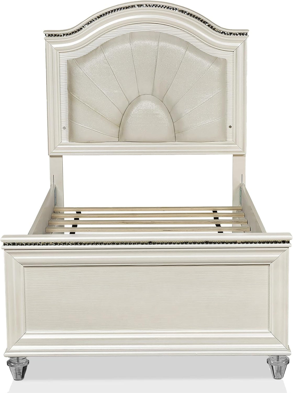 Furniture of America FOA Devado Contemporary 3-Piece White Wood Bedroom Set - Twin + 2 Nightstands