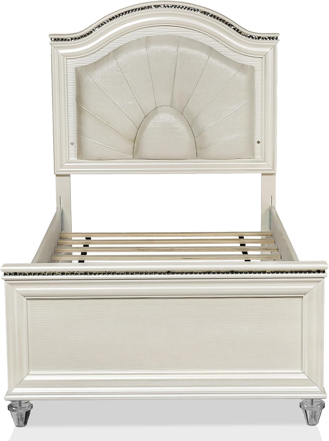Furniture of America FOA Devado Contemporary 3-Piece White Wood Bedroom Set - Twin + 2 Nightstands