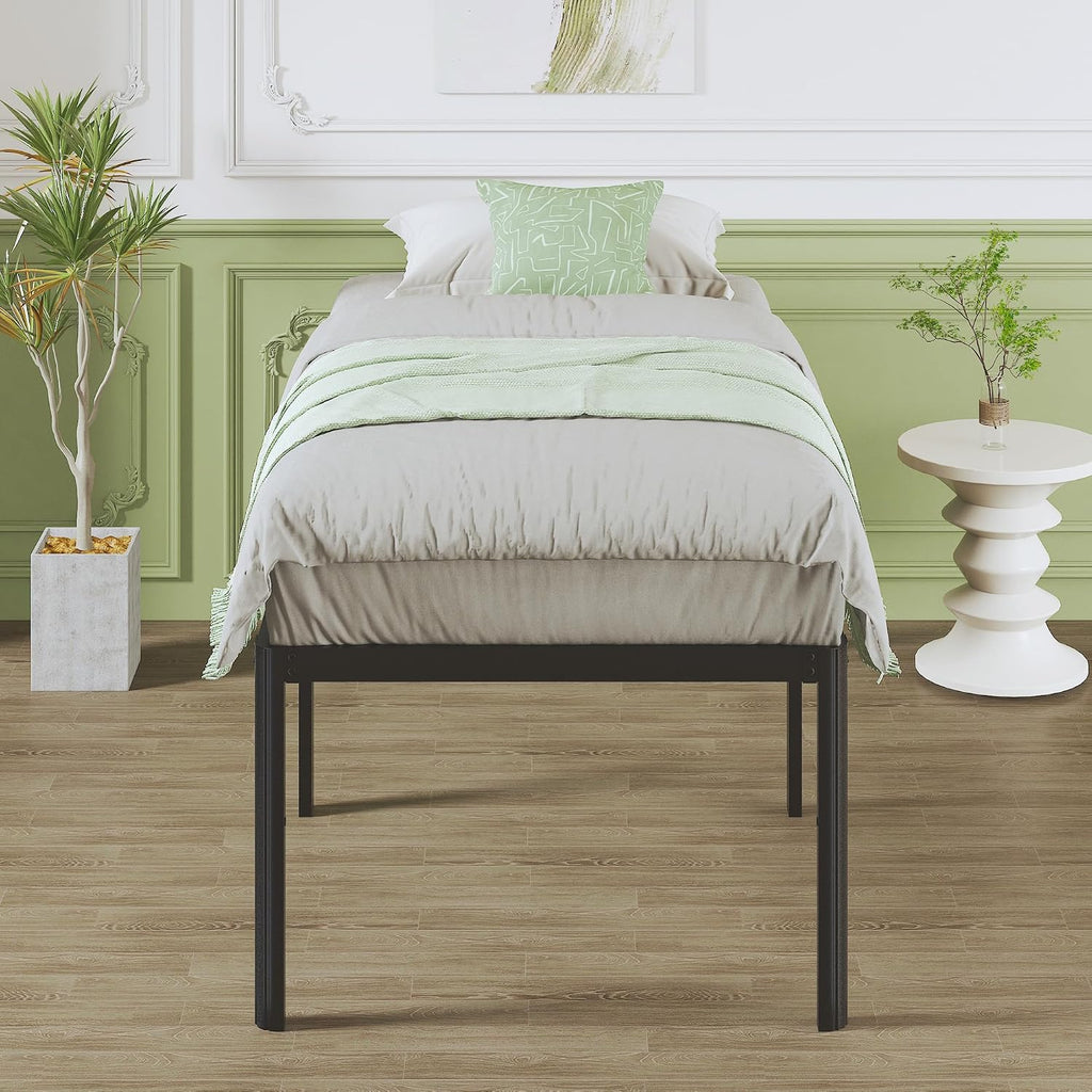 Lutown-Teen 25 Inch High Twin XL Bed Frames with Rounded Corner Legs, Heavy Duty Metal Twin XL Platform Bed Frame with Steel Slats Support, No Box Spring Needed, Noise Free, Easy Assembly