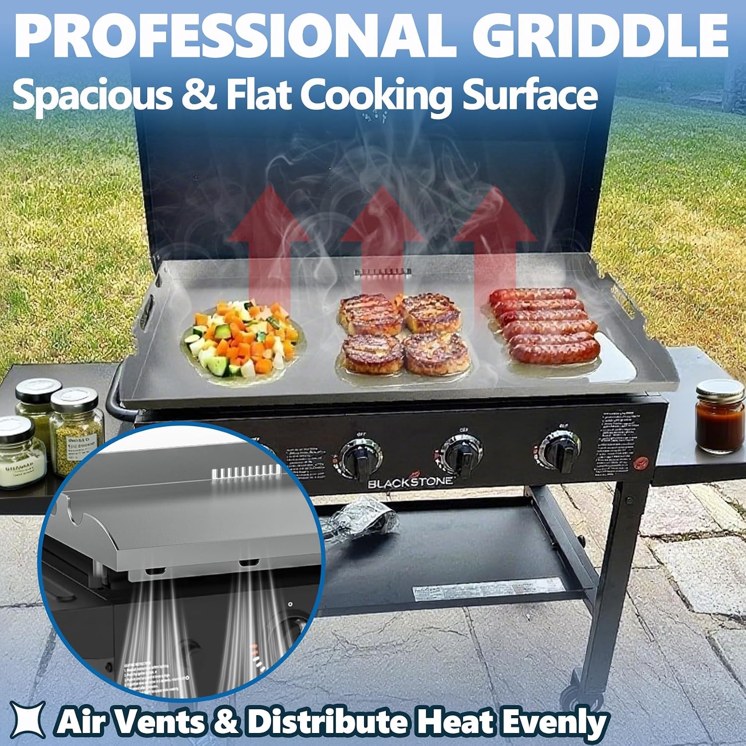 SafBbcue Upgrade 36' Griddle Replacement Top for Blackstone 36 inch 4 Burner Grill 1565 1841 2149 1560 1836 1984 Replacement Parts, 36 inch Flat Top Griddle with Handy Handle, Heavy Carbon Steel