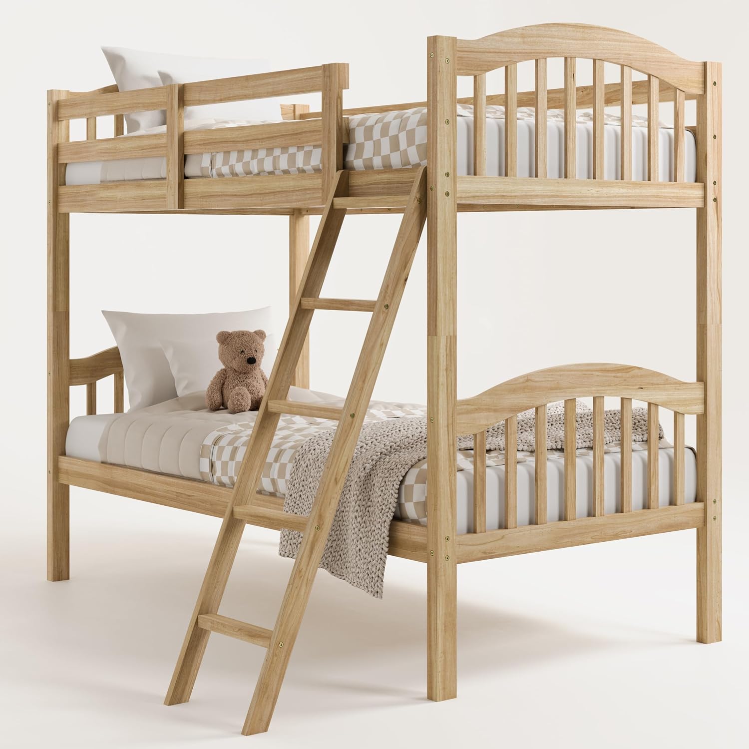 Storkcraft Long Horn Twin-Over-Twin Bunk Bed (Natural) - GREENGUARD Gold Certified, Converts to 2 Individual Twin beds