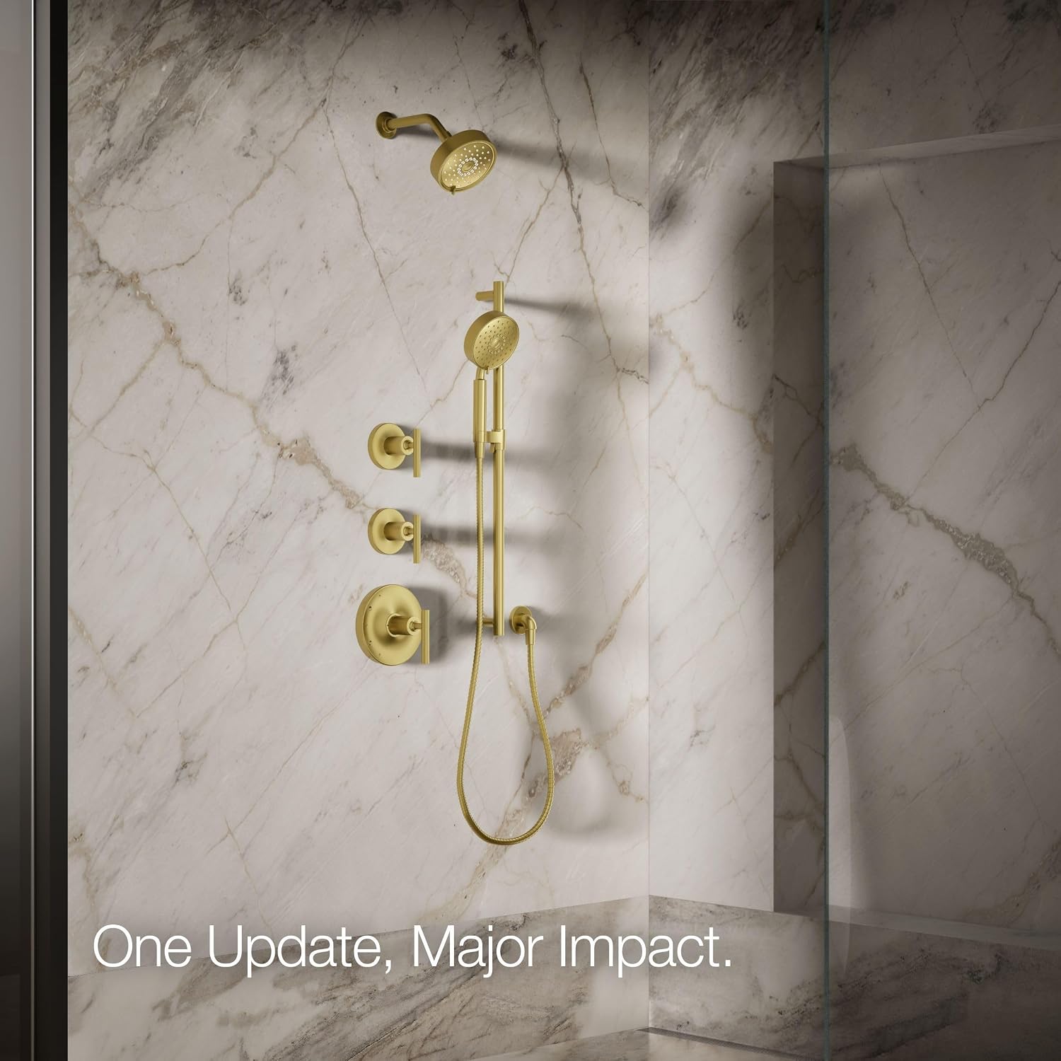 Kohler 22170-2MB Purist® Three-function showerhead, 2.5 gpm, Vibrant Brushed Moderne Brass
