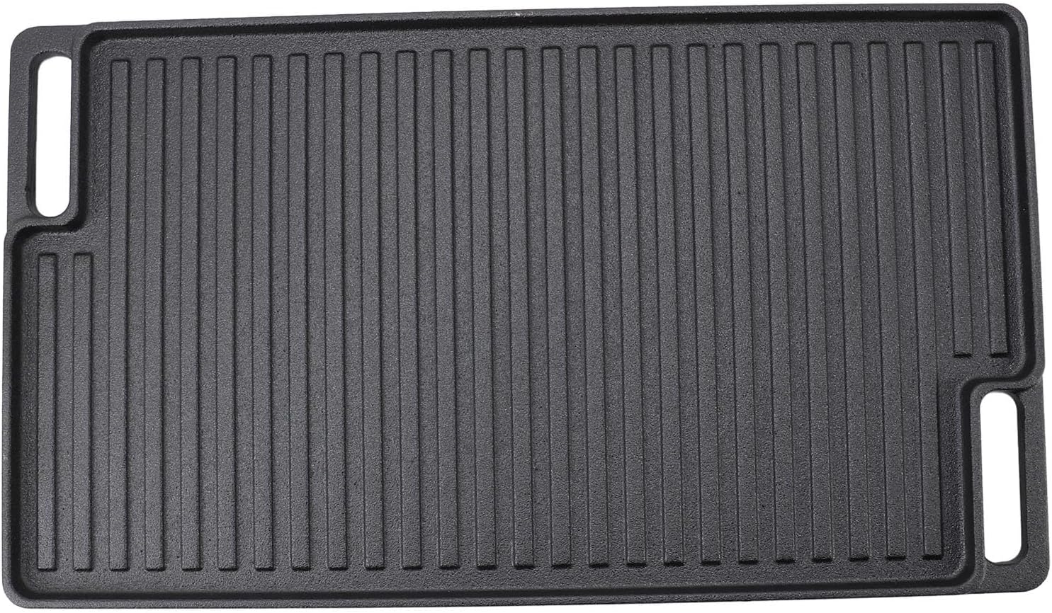 Aramox Reversible Grill Griddle, Pre Seasoned Cast Iron Flat Top Griddle with Non Stick Surface, Double Sided Textured Design for Stovetop Oven Grill Campfire Cooking