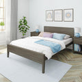 Max & Lily Queen Bed, Solid Wood Queen Bed Frame with Panel Headboard, Kids Queen Bed with Wood Slat Support, No Box Spring Needed, Clay