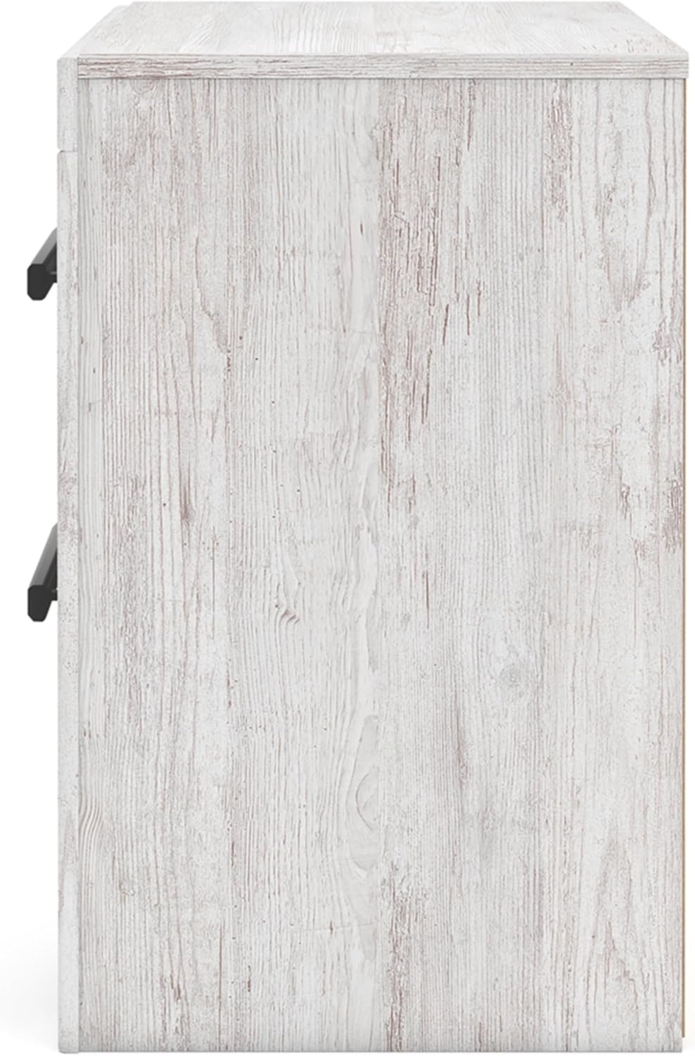 Signature Design by Ashley Cayboni Casual Nightstand with Framed Front and Pilasters, 2 Storage Drawers, Large Black Handles, Wood, 24.37' High, White