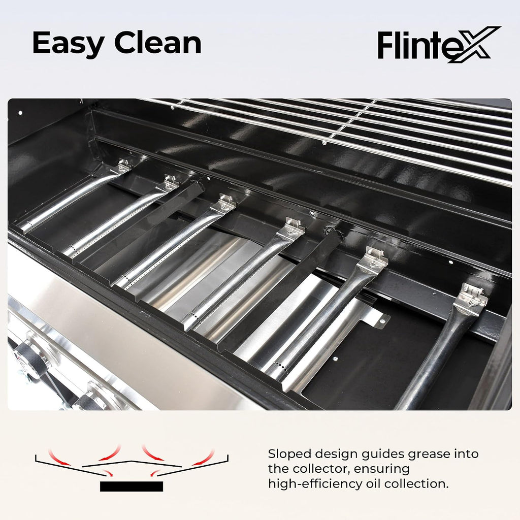 Flintex 40-inch Built-in BBQ Gas Grill (NG/LPG Convertible), 6-Burner Outdoor Kitchen Gas/Propane Grill with Griddle Combo, Stainless Steel Built-in Outdoor BBQ Grill for Outdoor Kitchen