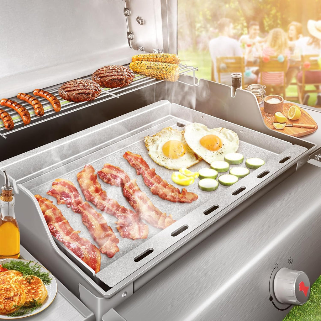 Utheer 69787 18 Inch Grill Burner and 6787 Cast Iron Griddle for Weber Spirit 300 Series, Stainless Burner Tube and Full Size Griddle Insert for Weber Spirit E310 S310 E320 S320 E330 S330 SP330