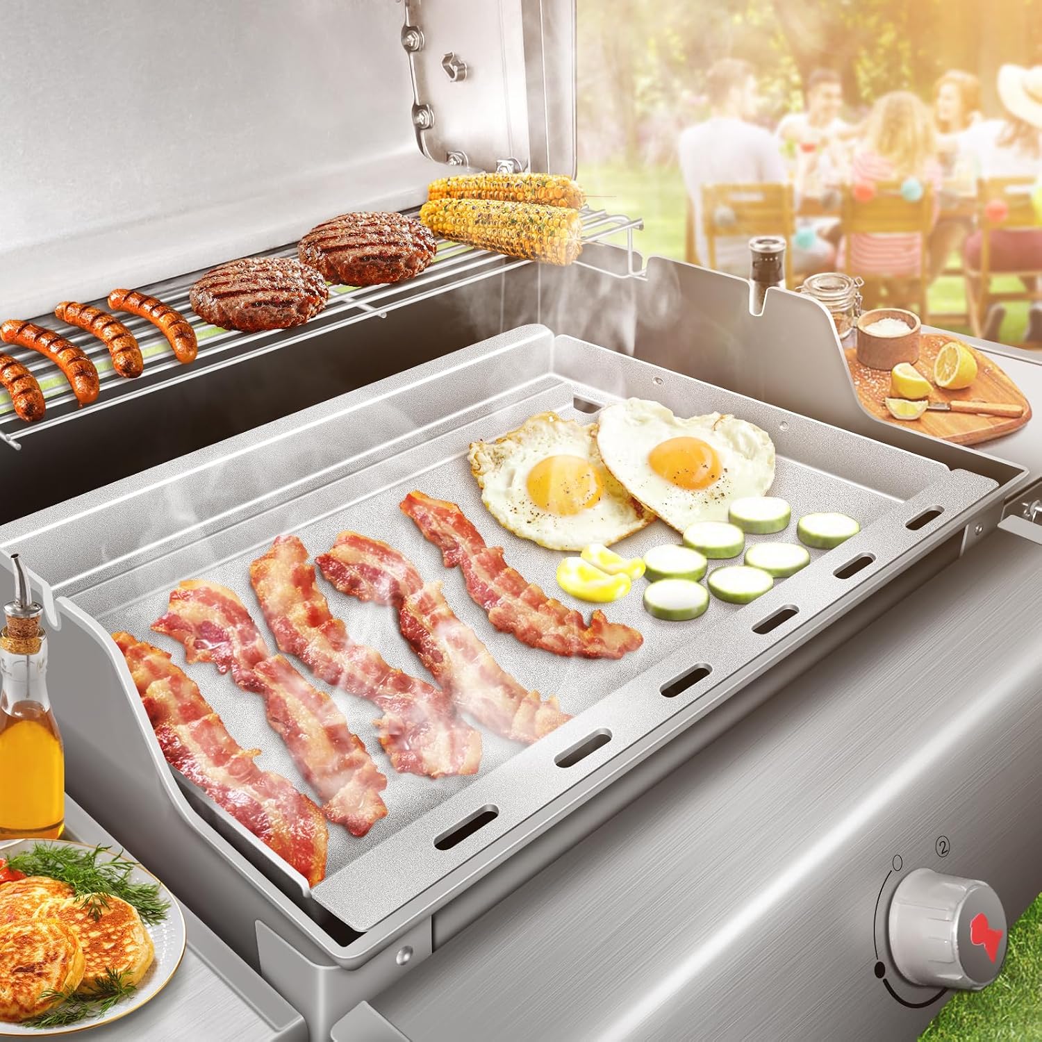 Utheer 69787 18 Inch Grill Burner and 6787 Cast Iron Griddle for Weber Spirit 300 Series, Stainless Burner Tube and Full Size Griddle Insert for Weber Spirit E310 S310 E320 S320 E330 S330 SP330