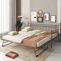Metal Twin Daybed with Trundle, Stylish Day Bed with Trundle Bed Twin, Versatile Daybeds and Fold-Up Trundle Set for Guest Room, Home Office Twin Trundle Bed Frame,Bronze