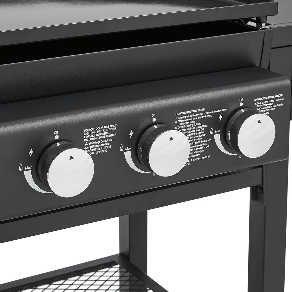 All-in-One Propane Gas Grill with Griddle, 5 Burner 56000 BTU BBQ Grill & Griddle Combo, 751 Sq.Inch Cooking Space, Side Burner & Storage Shelves for Backyard, Patio, Outdoor Cooking