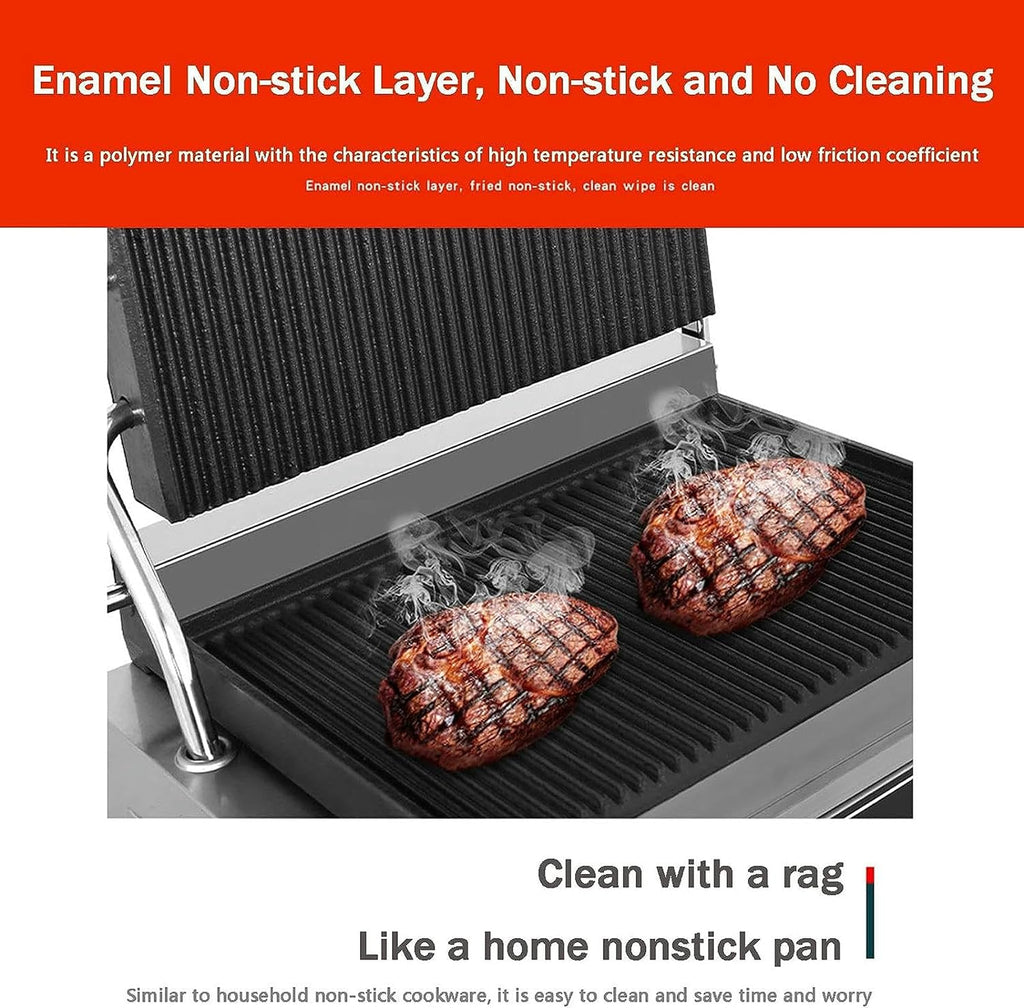 Large Electric Griddle Hot Cooking Plate, Commercial Stainless Steel Adjustable Countertop Hot Plate BBQ Grill, Heavy Duty Restaurant Nonstick Countertop Griddle for Home Barbecue