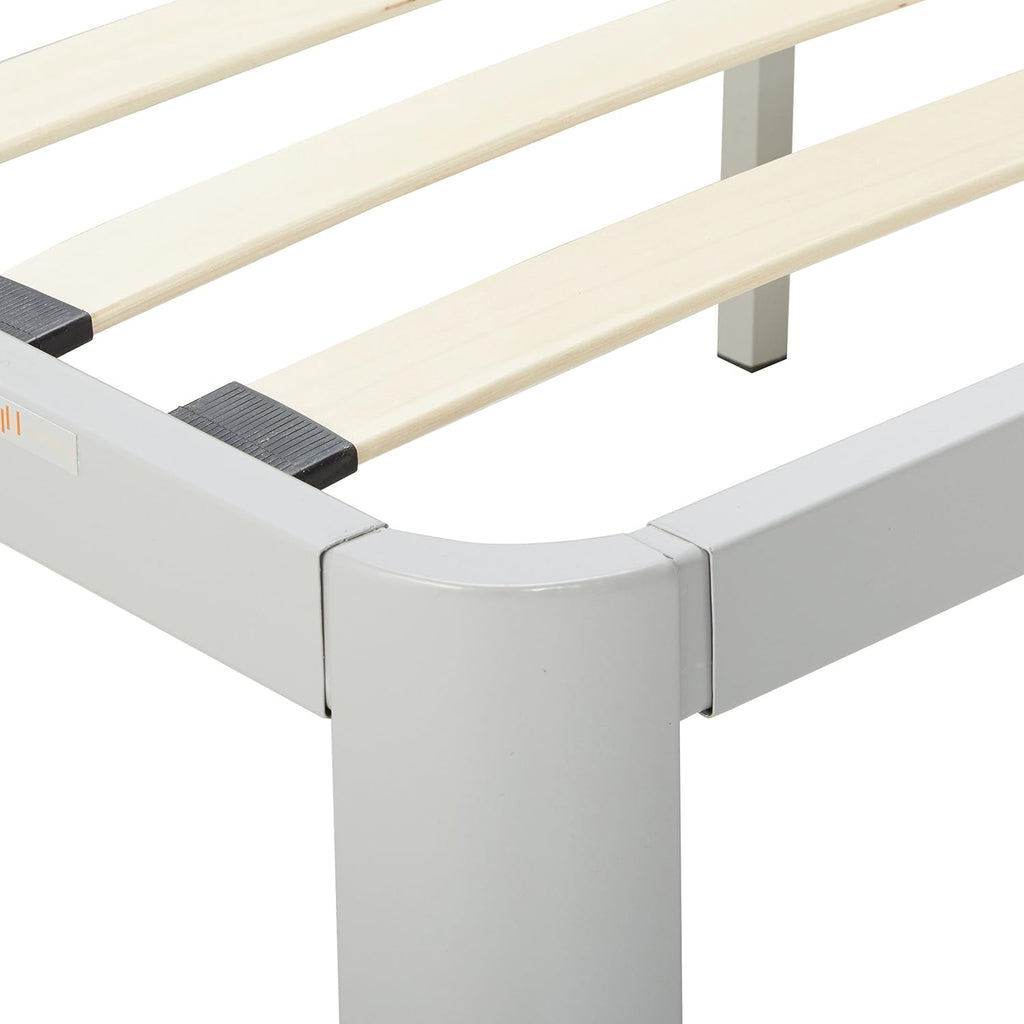 Modway Corinne Steel Modern Mattress Foundation Full Bed Frame with Wood Slat Support in Gray