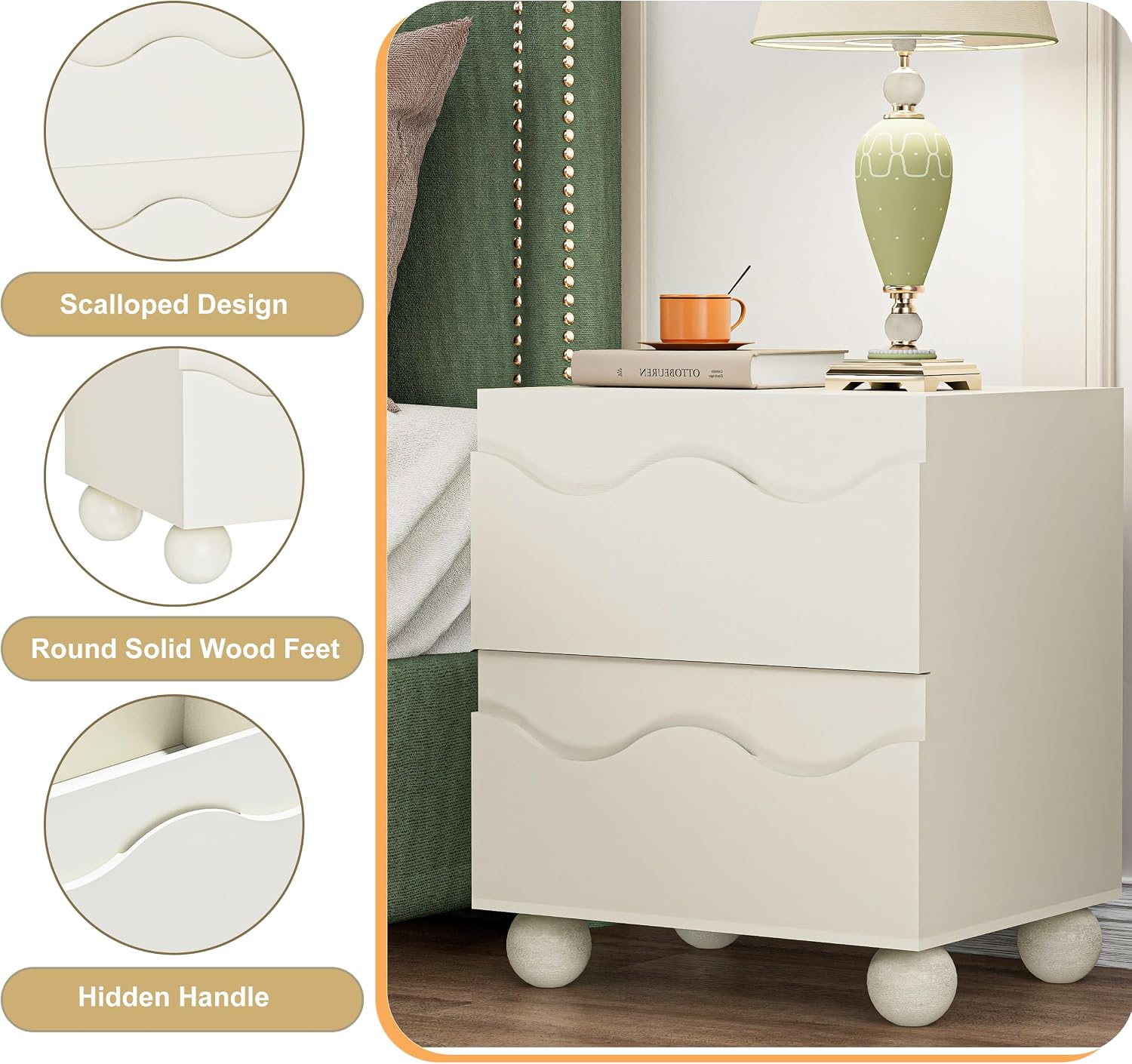 Anbuy Begie Bedroom Sets 2 Pieces, Scalloped 9 +2 for Bedroom Combo 2 Pieces