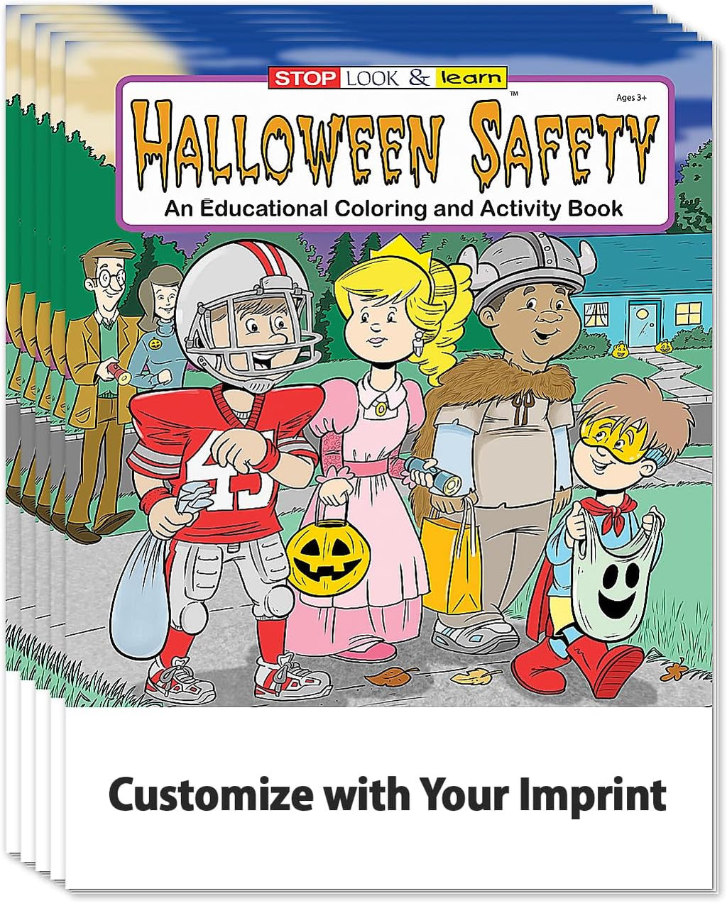 ZOCO – Halloween Safety Custom Coloring Books (250 Bulk Pack, Without Crayons) – Gifts, Treat, Goodie Bag Filler, Party Favors – Law Enforcement Handout for Kids