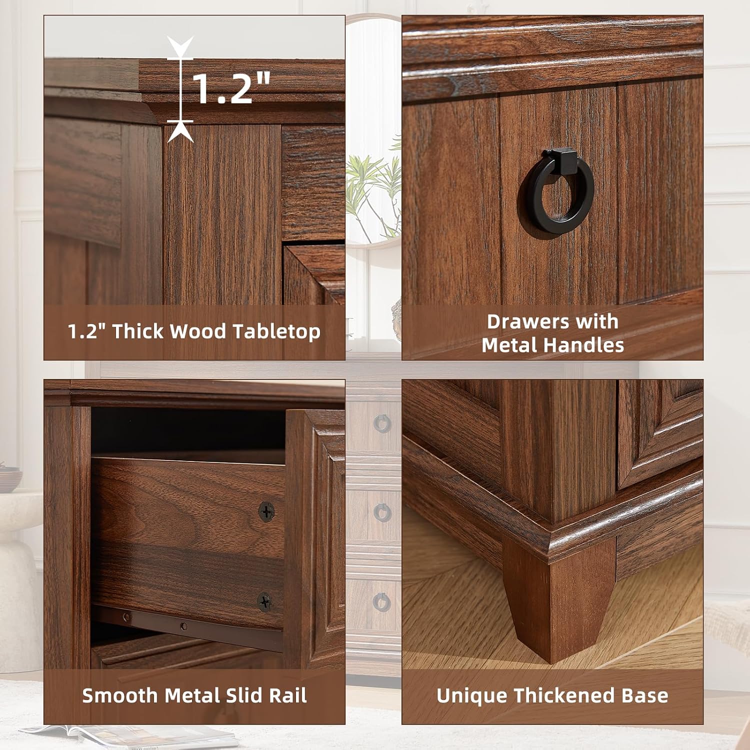 Joaxswe 6 Drawers Dresser for Bedroom, Farmhouse 54'' Dresser Chest of Drawers, Vintage Design Wood TV Stand, Rustic Storage Dressers Organizer for Bedroom, Living Room, Hallway-Brown