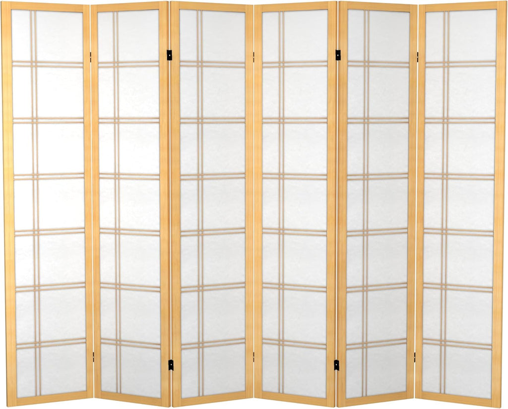 Red Lantern 6 ft. Tall Canvas Double Cross Room Divider Freestanding Folding Privacy Screen, Partition, and Separator for Modern and Contemporary Bedroom, Home Office, Studio, Dorm, Apartment