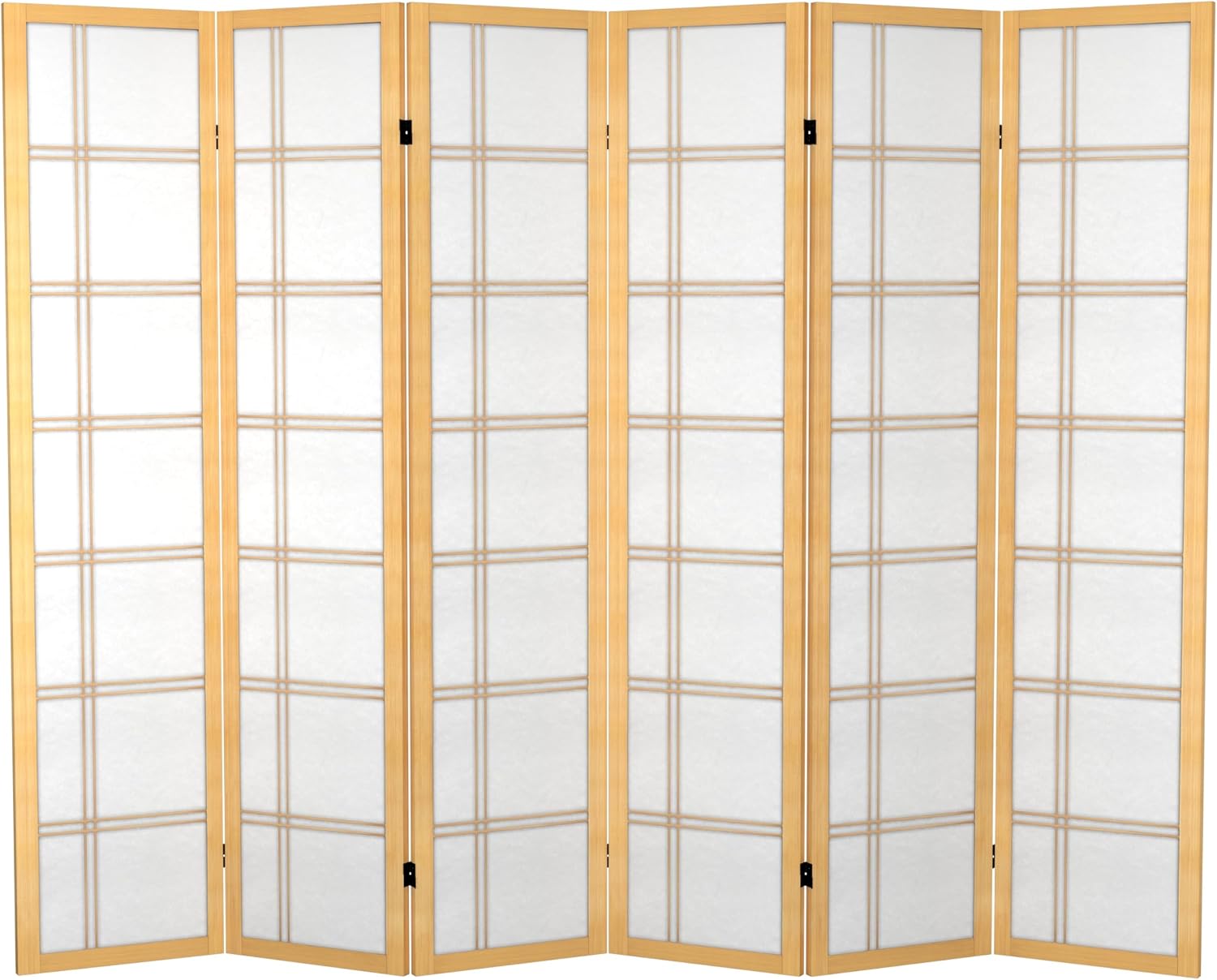 Red Lantern 6 ft. Tall Canvas Double Cross Room Divider Freestanding Folding Privacy Screen, Partition, and Separator for Modern and Contemporary Bedroom, Home Office, Studio, Dorm, Apartment