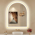30'x36' Arched LED Mirror for Bathroom, Brushed Gold Lighted Bathroom Mirror with Lights, Fogless, Dimmable, Shatterproof, Touch Sensor, 3 Color Changing