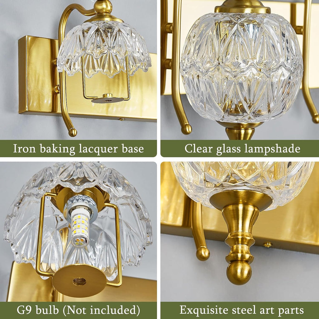 Modern Crystal Bathroom Vanity Lights Fixtures Over Mirror Gold Vintage 4-Lights 28 Inch Bathroom Light Fixtures Glass Crystal Vanity Lights