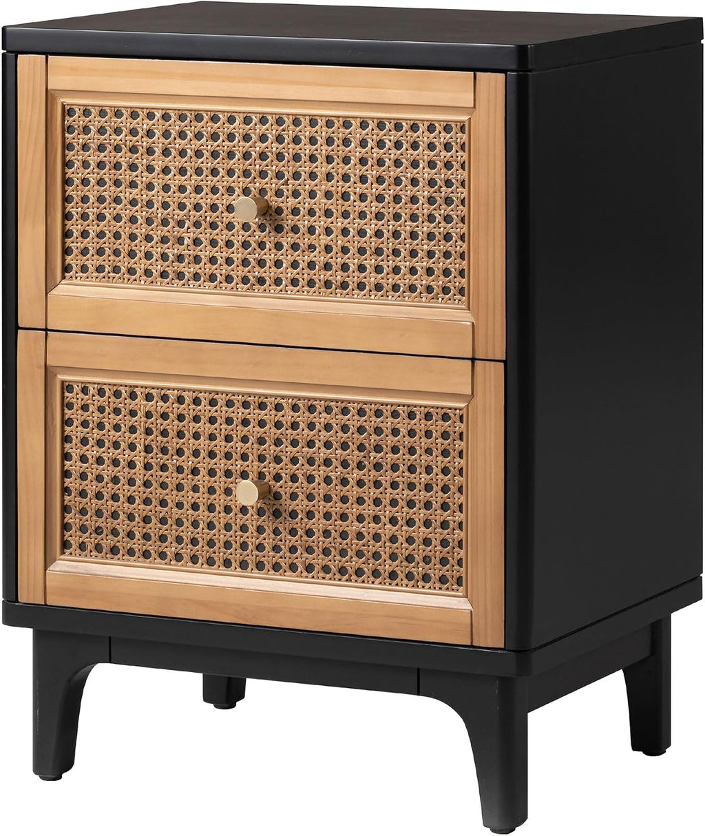 COZAYH Set of 2 Fully-Assembled Modern Farmhouse Clean-Lined Nightstand, End Table with 1 Drawer, Black
