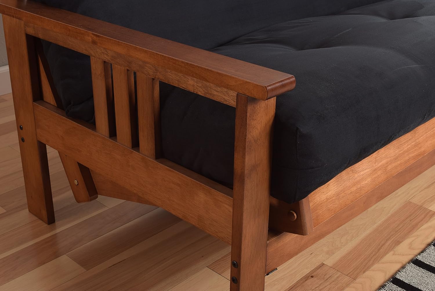 Kodiak Furniture Monterey Futon Set, No Drawers, with Barbados Base and Suede Black Mattress