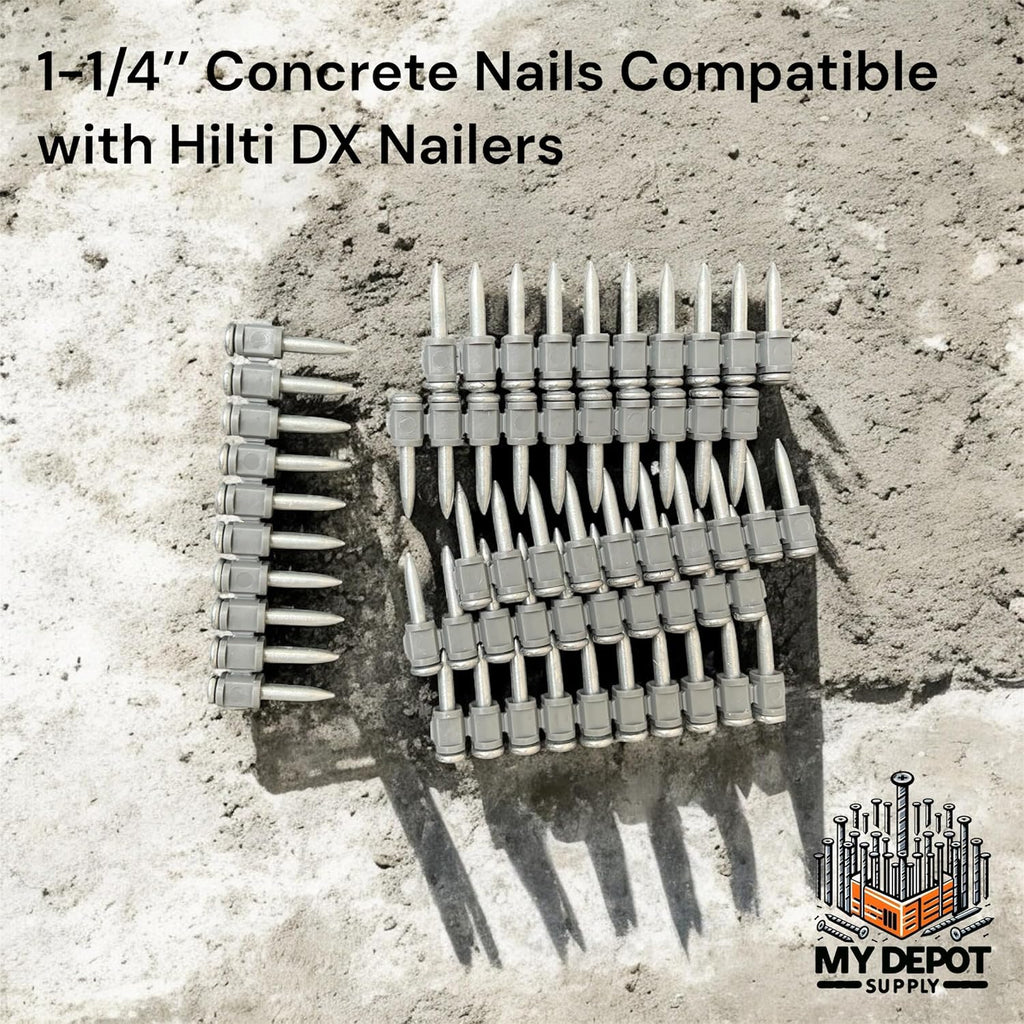 1¼″ DX Nails For Hilti DX460/DX351/DX2/DX5/DX6-MX. 500x 32mm Concrete/Steel Nails with Galvanized Zinc Coating-Heavy-Duty Construction Fasteners for Commercial & Residential Projects