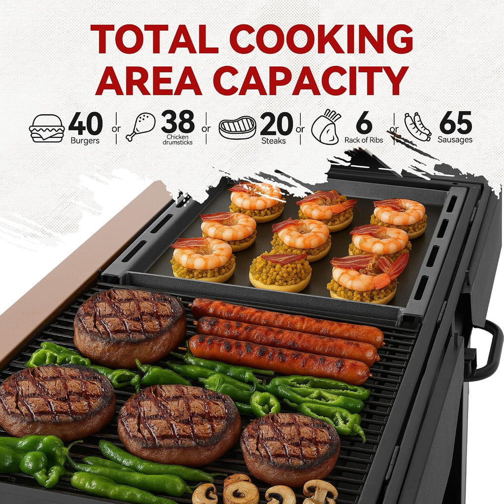 GD601Y 6-Burner Gas Grill and Griddle Combo, Large Cooking Capacity Propane Grill & Griddle 2-in-1, 78,000 BTU Output for Back Yard, Garden, Family Party, BBQ, Yellow