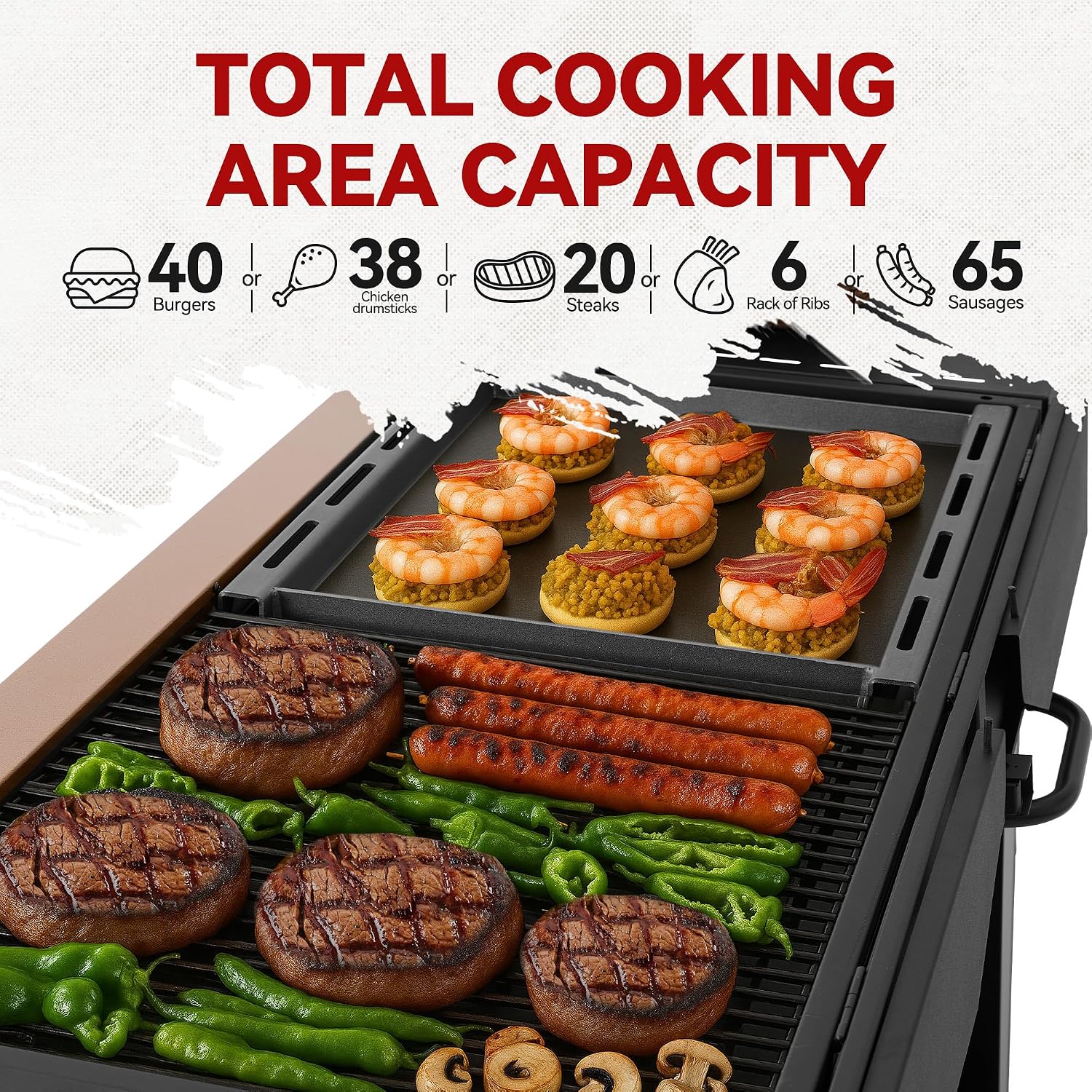 GD601Y 6-Burner Gas Grill and Griddle Combo, Large Cooking Capacity Propane Grill & Griddle 2-in-1, 78,000 BTU Output for Back Yard, Garden, Family Party, BBQ, Yellow