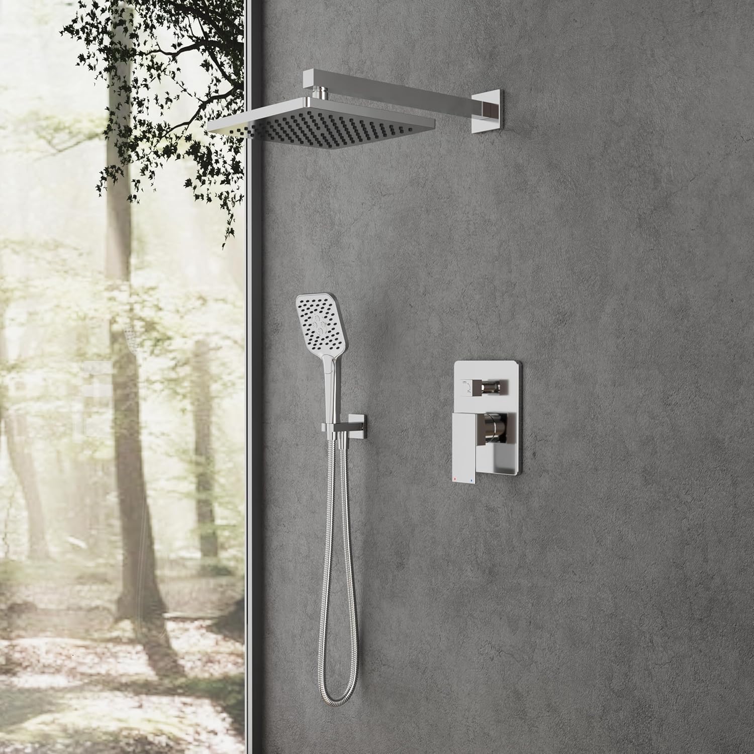 Gabrylly Shower System, Shower Faucets Sets Complete for Bathroom with High Pressure 10' Rain Shower and Handheld Shower, 2 Way Shower Valve Kit, Chrome