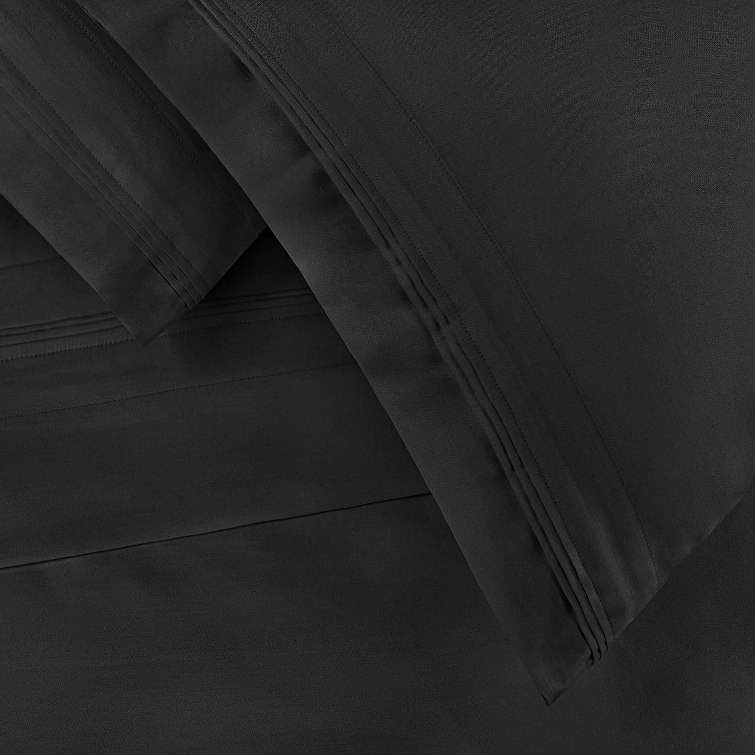 Superior Egyptian Cotton 4 Piece Sheet Set, 650 Thread Count, Eco-Friendly, Sustainable Sheets, Ultra-Soft Basics, Solid, Deep Pocket Fitted Sheet, Flat Sheet, Pillowcases, California King, Black