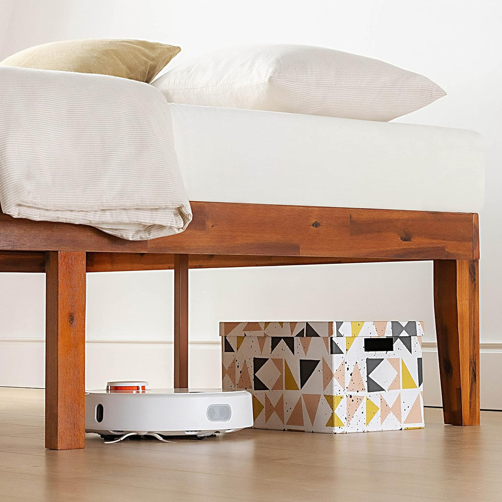 Mellow Naturalista Classic 16 Inch Solid Wood Platform Bed with Wooden Slats, Cherry, King