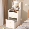 3 in 1 Vanity Desk with Open Top Mirror,Small Make Up Vanitys Set with Visible Glass Desktop,Compact Makeup Vanity with 3 Drawers,Dressing Table for Bedroom