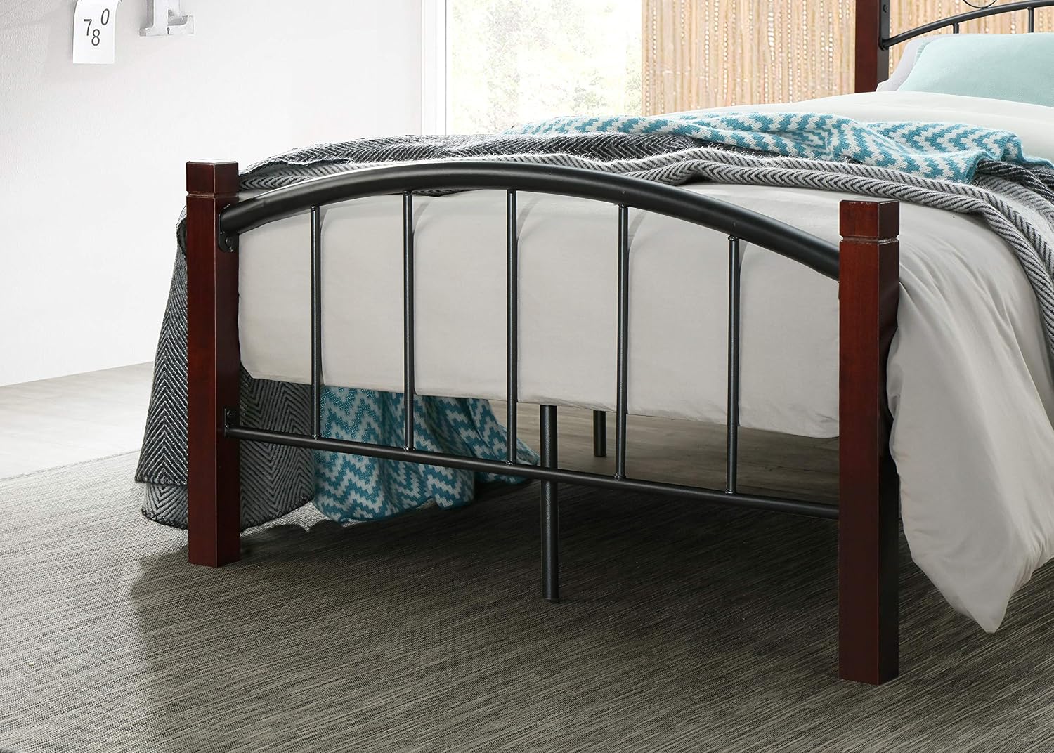 Hodedah Complete Metal Platform Bed with Headboard, and Footboard in Full Size