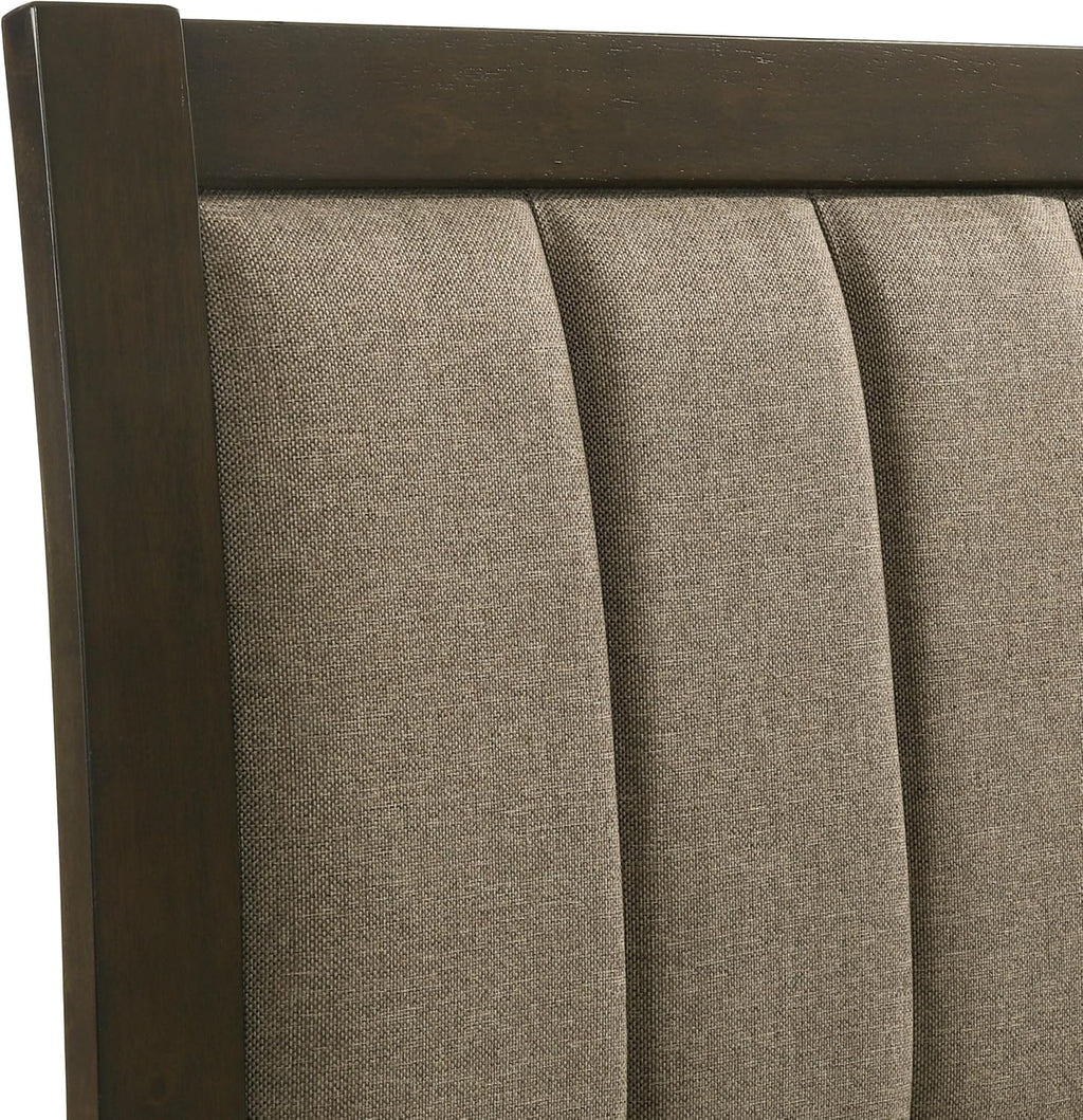 Coaster Home Furnishings Wilkes Transitional 4-Piece Bedroom Set Fabric Upholstered Twin Size Panel Bed Frame 51-inch Headboard Dark Cocoa 224421T-S4