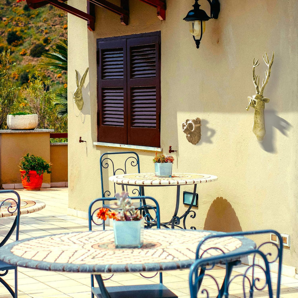 Artocery Brass Animal Head Wall Decor Gold Animal Heads Shaped Wall Hanging for Living Room Bath Room Kitchen Gardening Pub and Bar Decor for Wall Gift Ideas for Woman for Man (5pcs-brass)