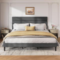 WLIVE Upholstered Bed Frame, King Size Bed Frame with Headboard, Platform Bed with Wood Slats, 1500LBS Mattress Foundation, No Box Spring Needed, Easy Assembly, Velvet Grey