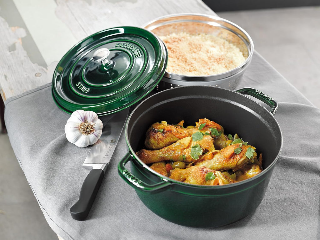 Staub 1133885 Round Casserole Pot with Basil Steamer 26 cm