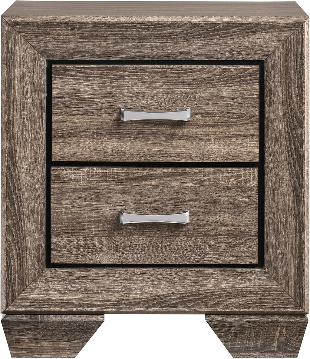 Coaster Home Furnishings Kauffman Transitional 4-Piece Bedroom Set Queen Size Panel Bed Frame 54-inch Headboard Washed Taupe 204191Q-S4