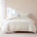 Lush Decor Lotti Boucle Duvet Cover 3 Piece Set Full/Queen Soft White - White Duvet Cover- Textured Cozy Bedding Set - Modern Minimalist Decor