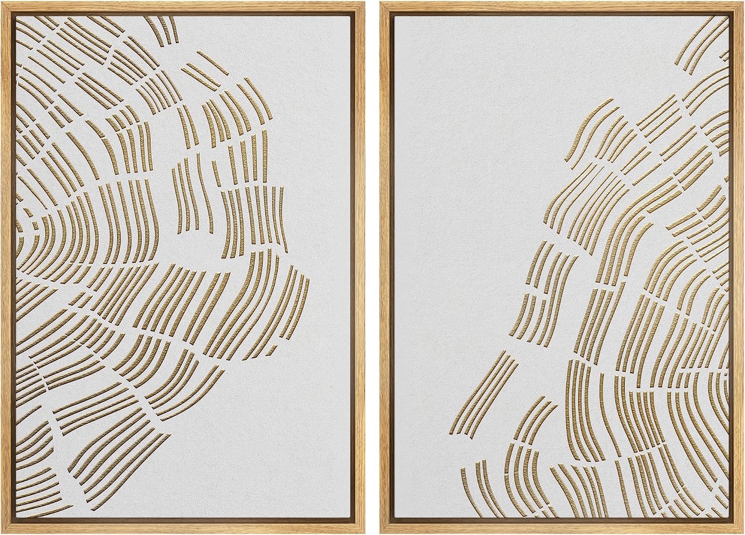 MUDECOR Framed Canvas Print Wall Art Set Gold White Forest Tree Wood Rings Abstract Nature Illustrations Modern Art Decorative Contemporary Chic for Living Room, Bedroom, Office - 24'x36'x2 Natural