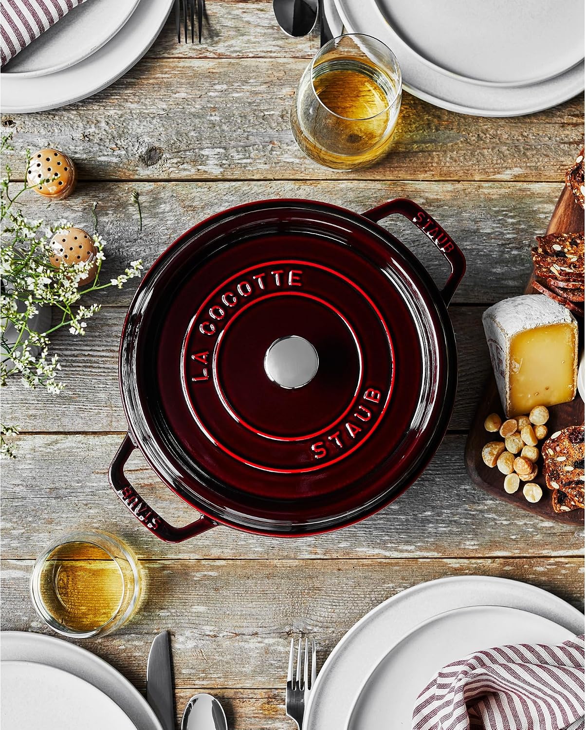 Staub Cast Iron 9-qt Round Cocotte - Grenadine