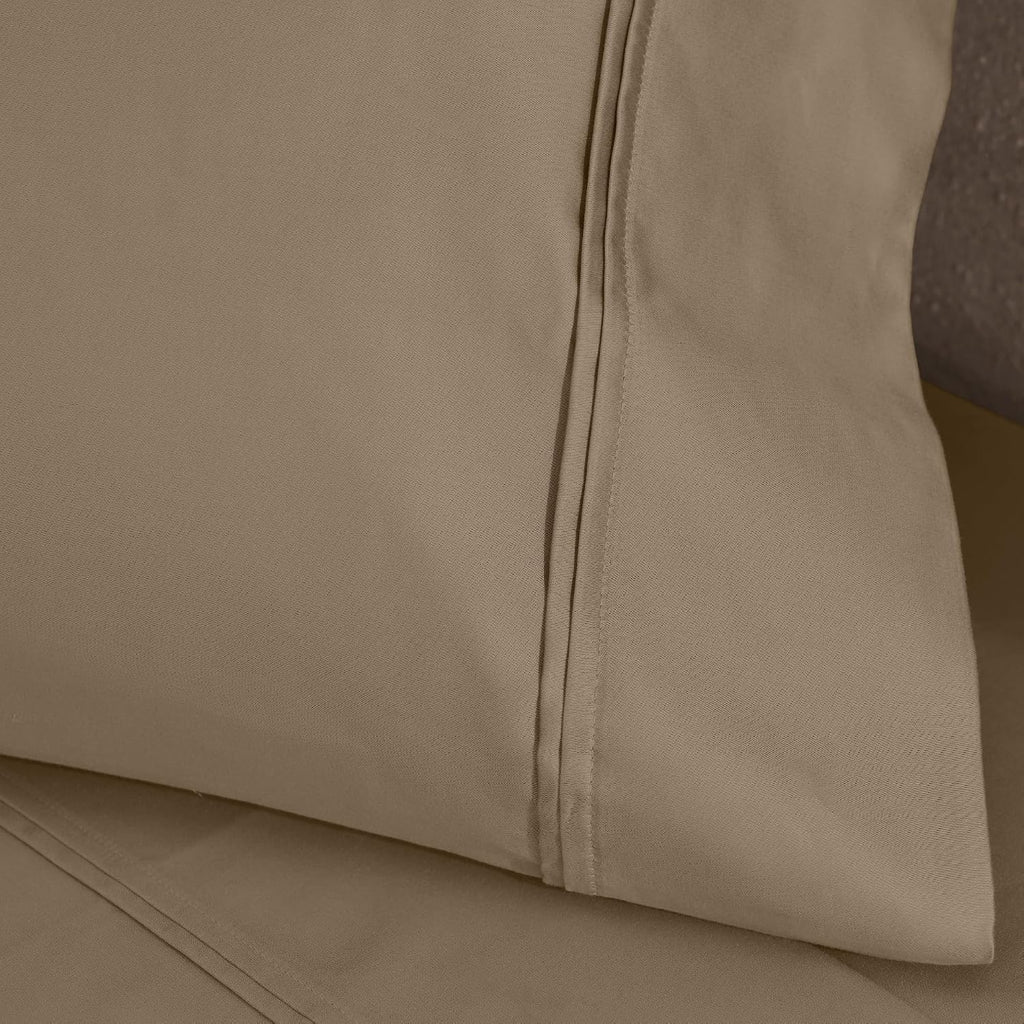 Superior 1200 Thread Count Egyptian Cotton Sheet Set, Bedroom Sheets, Home Essentials, Luxury Bedding, 1 Elastic Deep Pocket Fitted Bed Sheet, 1 Flat Sheet, 2 Pillowcases, California King, Taupe
