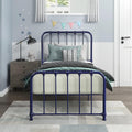 Lexicon Twin Metal Bed Frame, Platform Bed with Strong Metal Slat Support Under Bed Storage, Twin Bed Frame with Headboard, No Box Spring Needed, Easy Assembly, Twin, Navy Blue