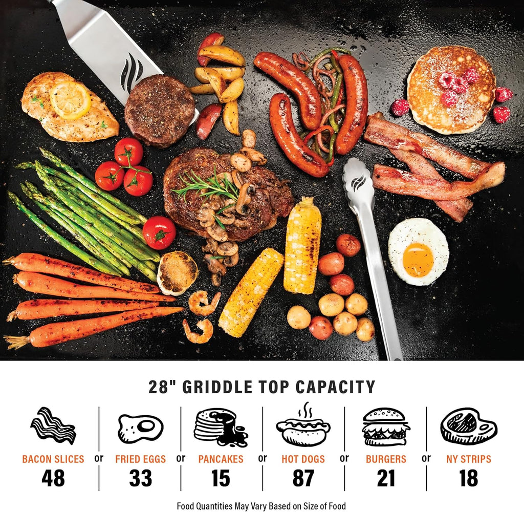 Blackstone 1517 28' Omnivore Griddle with Hard Cover, Powder Coated Steel, Black