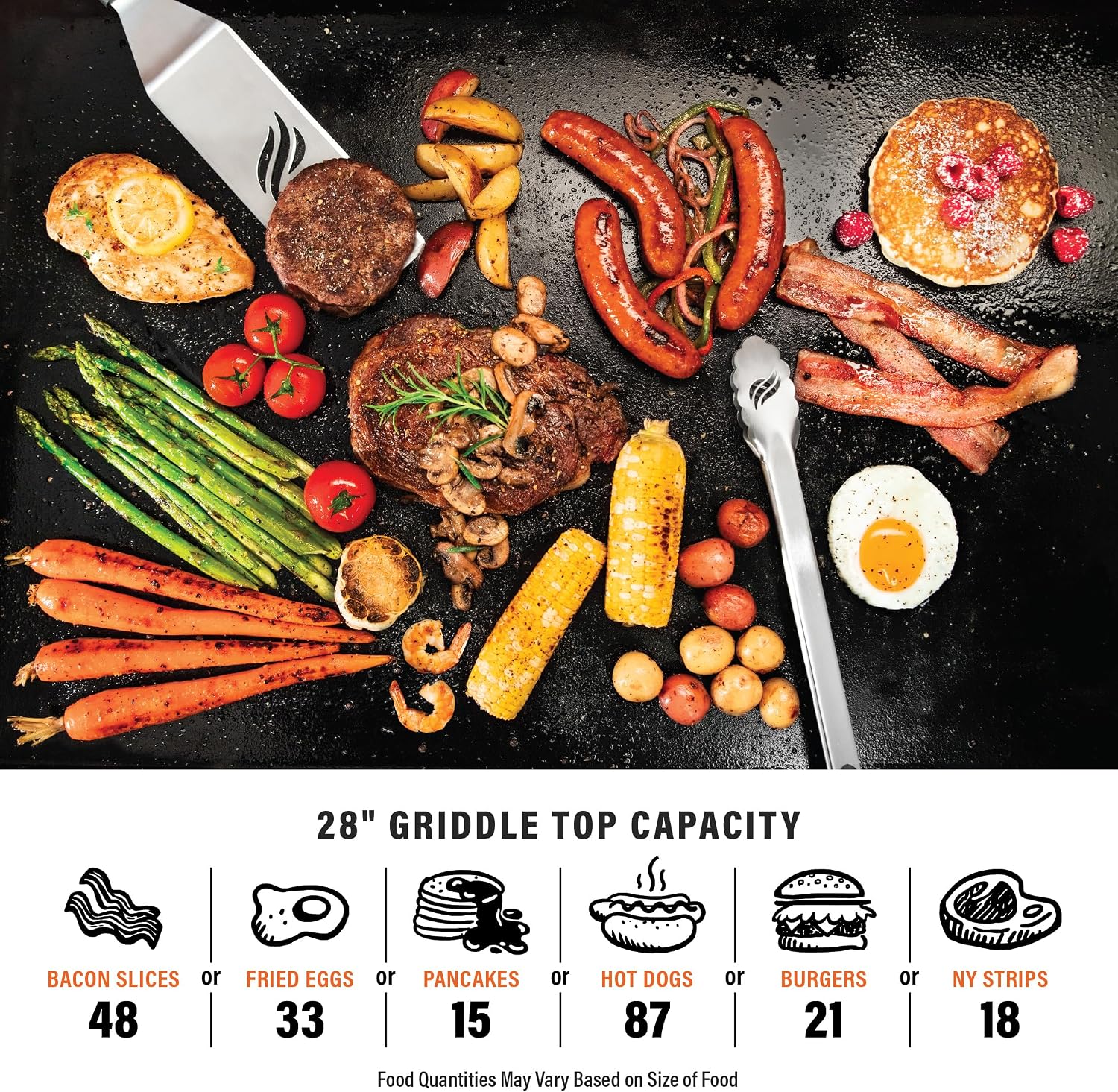 Blackstone Flat Top Gas Grill Griddle 2 Burner Propane Fuelled Rear Grease Management System with hood, Hood, Powder Coated Black, 1517