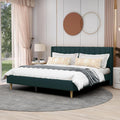 AGARTT Upholstered Platform Bed Frame King Size with Headboard and Footboard/Wooden Slats Support/No Box Spring Needed/Easy Assembly,Green Velvet
