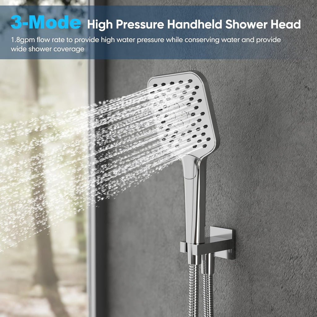 Gabrylly Shower System, Shower Faucets Sets Complete for Bathroom with High Pressure 10' Rain Shower and Handheld Shower, 2 Way Shower Valve Kit, Chrome